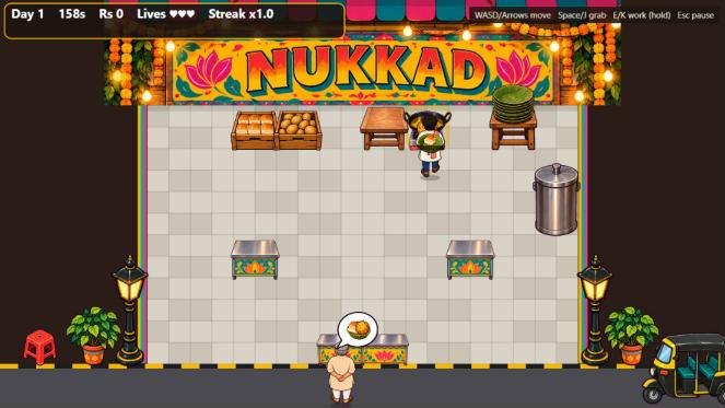 Cooking at the stall during the day